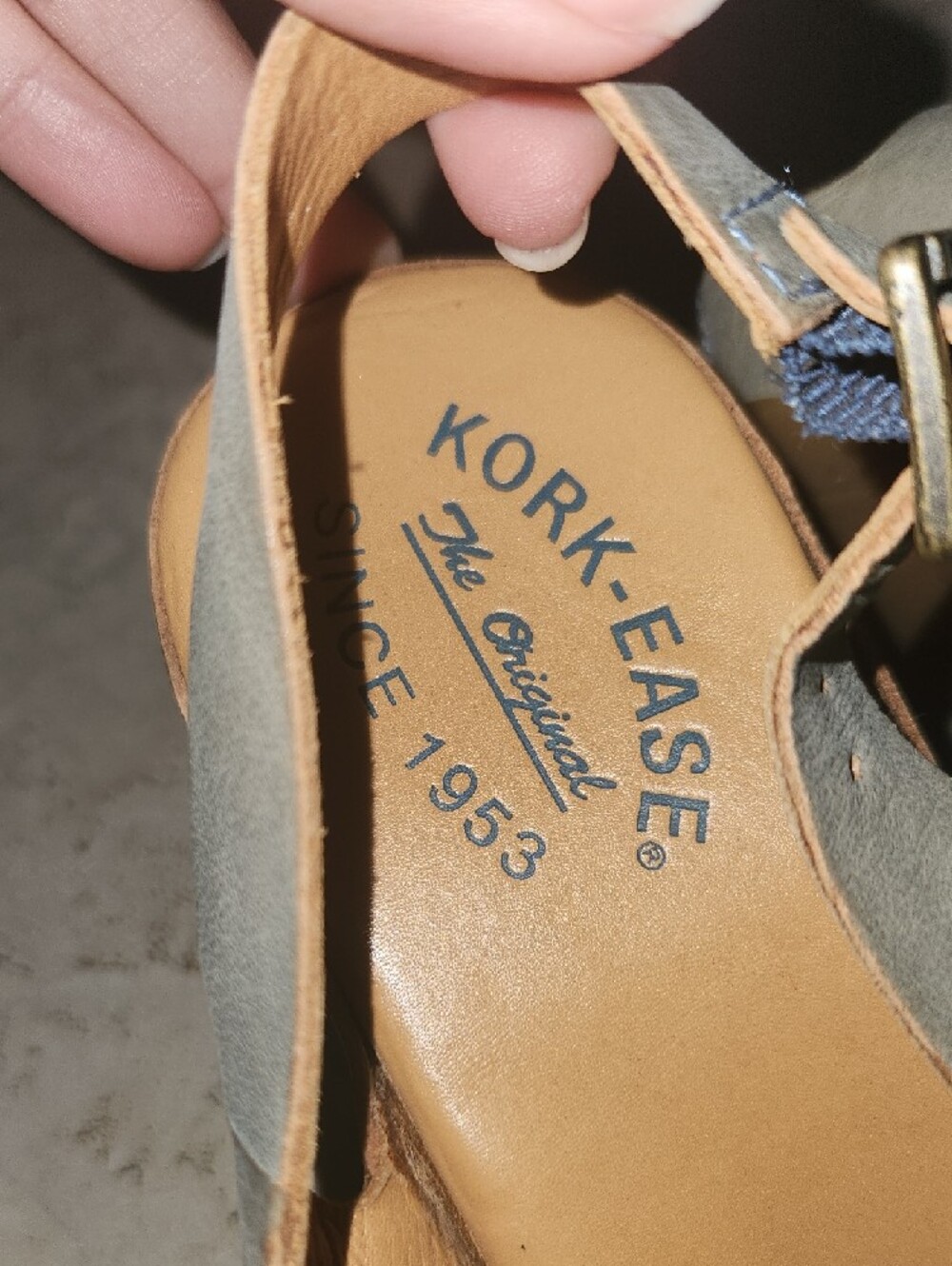 Kork-Ease Women's Gray Peep Toe Slingback Sandals - Picture 6 of 7